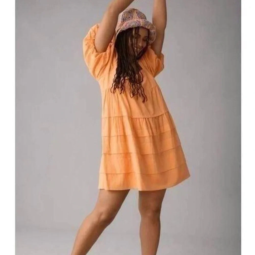 Anthropologie casual orange puffer sleeve dress - Picture 4 of 4